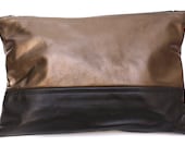 Bronze and Black Leather Clutch