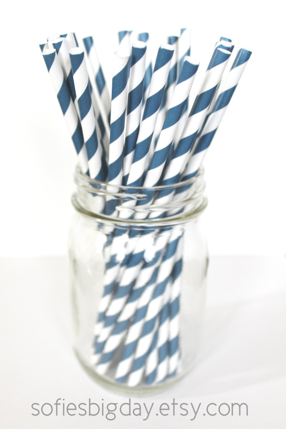 NAVY BLUE Stripe Straws-25 Blue Stripe Straws-retro stripe straws-paper straws-navy blue paper straws-25 count Il_170x135