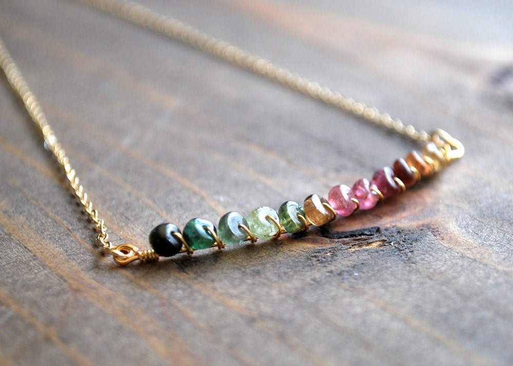 Tourmaline Necklace - Tourmaline Jewelry - Watermelon Tourmaline Necklace - Rainbow Necklace