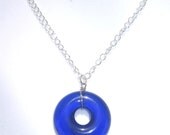 Wine Bottle Blue Necklace Wine Gifts Green Eco Gifts Boho Fashion OOAK