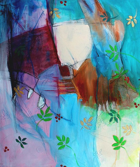 Abstract Painting Acrylic on Canvas "The Herbalist"