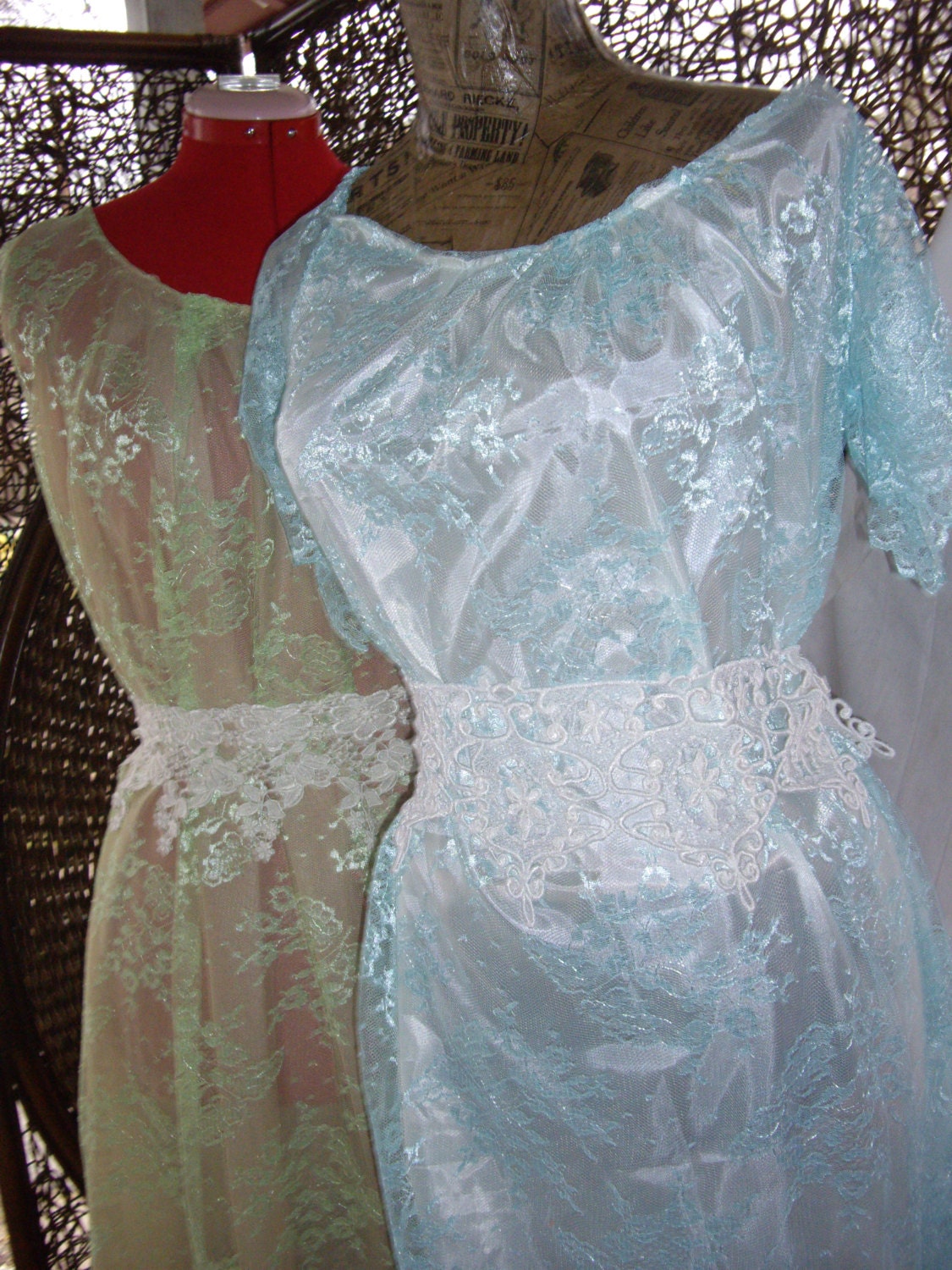 Baby Blue lace brides maid dresses summer romantic cottage chic dresses Ready to ship med sz 8 10 Tmd