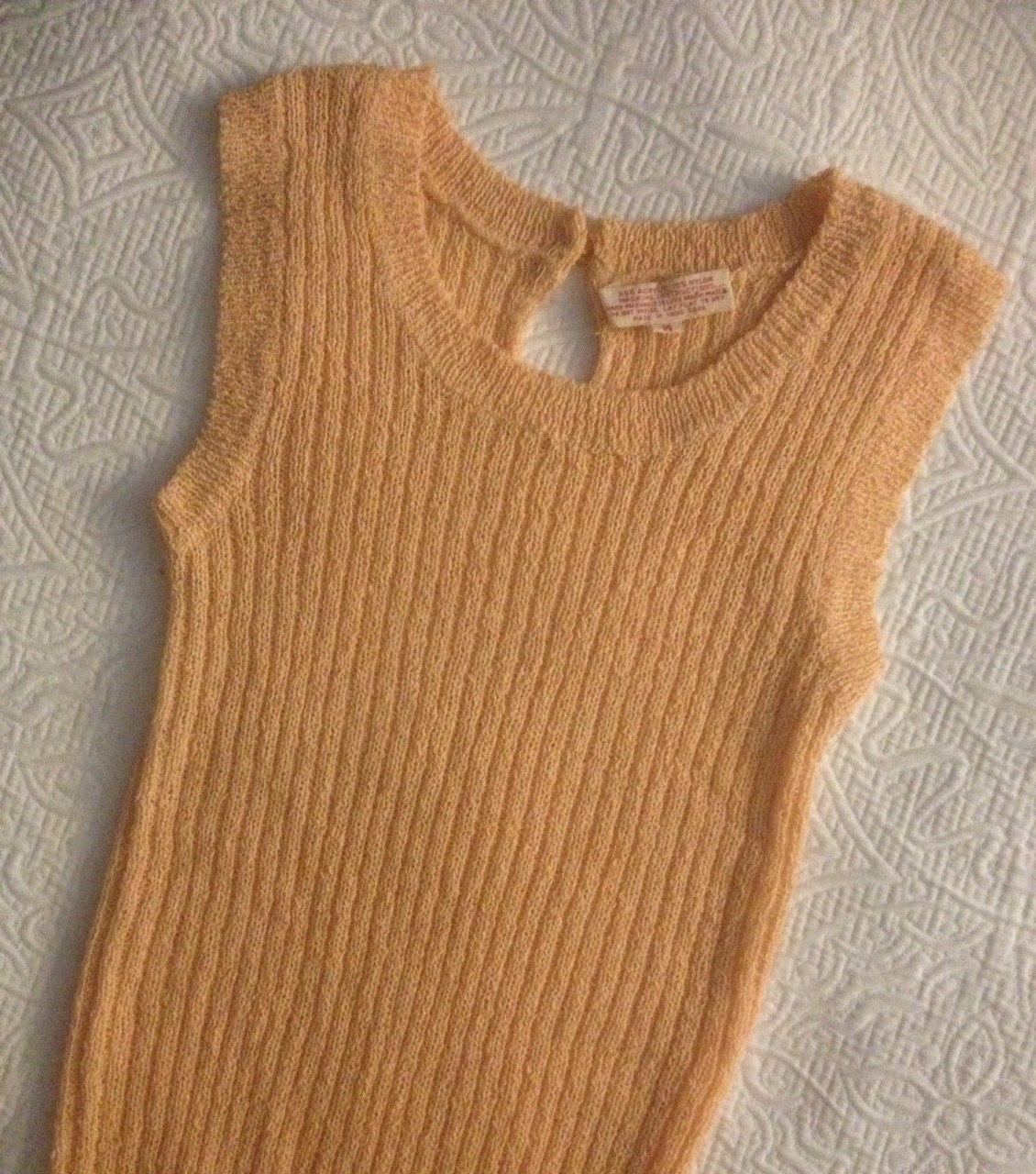 Apricot Knit Shell from the 1960s in a Size Small
