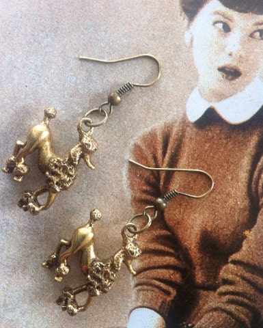 Poodle Earrings Made From Early 1960s Vintage Charms