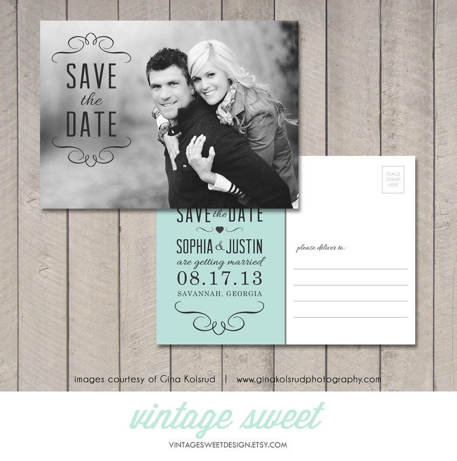 Save the Date Postcard (Printable) by Vintage Sweet