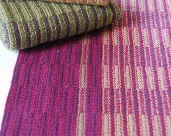 Handwoven Tea Towel- Midnight Wine Stripes