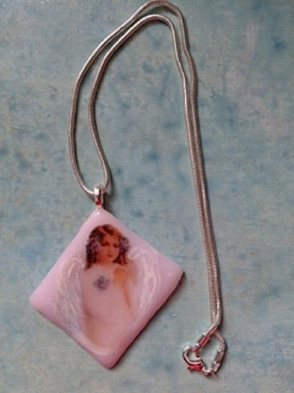 Angel of Peace Fused Glass Necklace