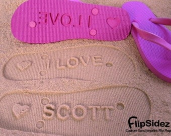 Personalized Flip Flops. Personalize With Your Sand Imprint Design. No Minimum Order Quantity.