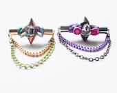 Crave, statement ring, bar ring, studs, neon rhinestones, chain, pastel bubblegum rope,badass, creative, bling, SS13, spacepunk, OOAK
