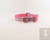 3/4" Dog Collar - Pastel Plaid - Maringale or Quick Relase Dog Collar