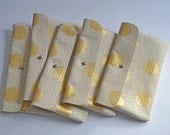 Hand Painted Leather Wallet Mini Clutch in Perforated Cream and Gold with Stud Closure