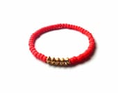 choose your color - glass and golden disc bead stretch bangle