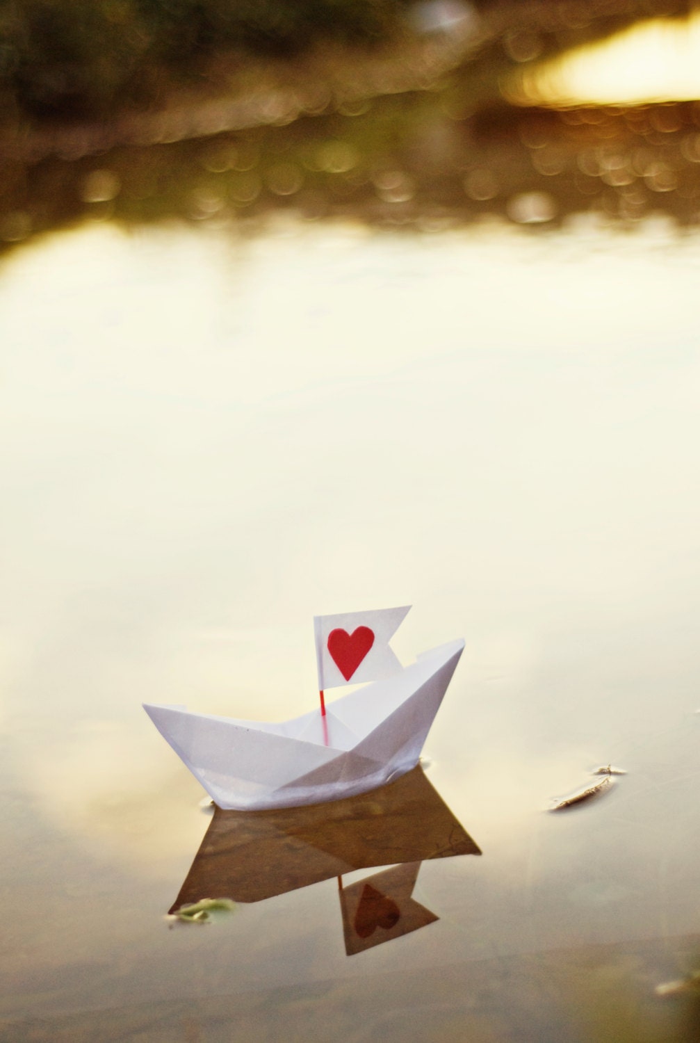 Fine Art Photography - red love heart valentines day The Love Boat 8x10 original photo print wall art paper boat