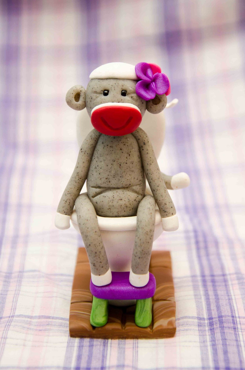 Personalized/Custom Sock Monkey Potty Training Trophy, Polymer Clay by Creative Contours