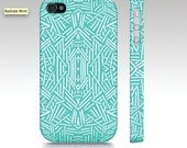 Hipster iPhone case, tribal iPhone 4 case, iPhone 5 case, fashion tribal aztec pattern design in mint aqua, trendy art for your phone