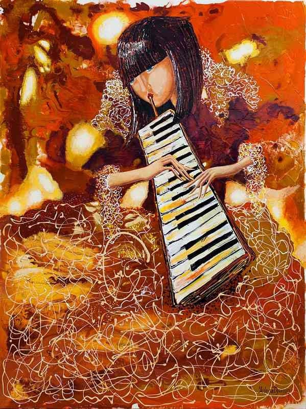 Sounds of Music III - Canvas art print by original artwork artists painting - 40 x 30" - abstract figurative modern musical art