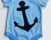 Appliqued Onesie Nautical Anchor 24m