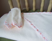 Organic Cotton & Bamboo Hooded Towel Set - Peachy Pink Dragonfly/Butterfly Motif