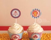Vintage Blue Carnival Circus Birthday Party - DIY PRINTABLE Party Circle and Wrappers - Instant Download - PS801CA1d Il_170x135