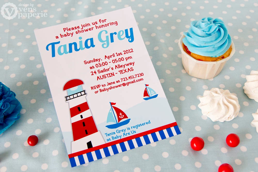 DIY PRINTABLE Invitation Card - Nautical Baby Shower Invitation - BS826CA1a1