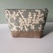 Large Zipped Pouch - Linen and  Modern Classic Print Large Cosmetic Bag Pouch