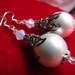 Pearlized- SALE Swarovski Crystal Pearl Filigree Bridal Wedding Sterling Silver earrings