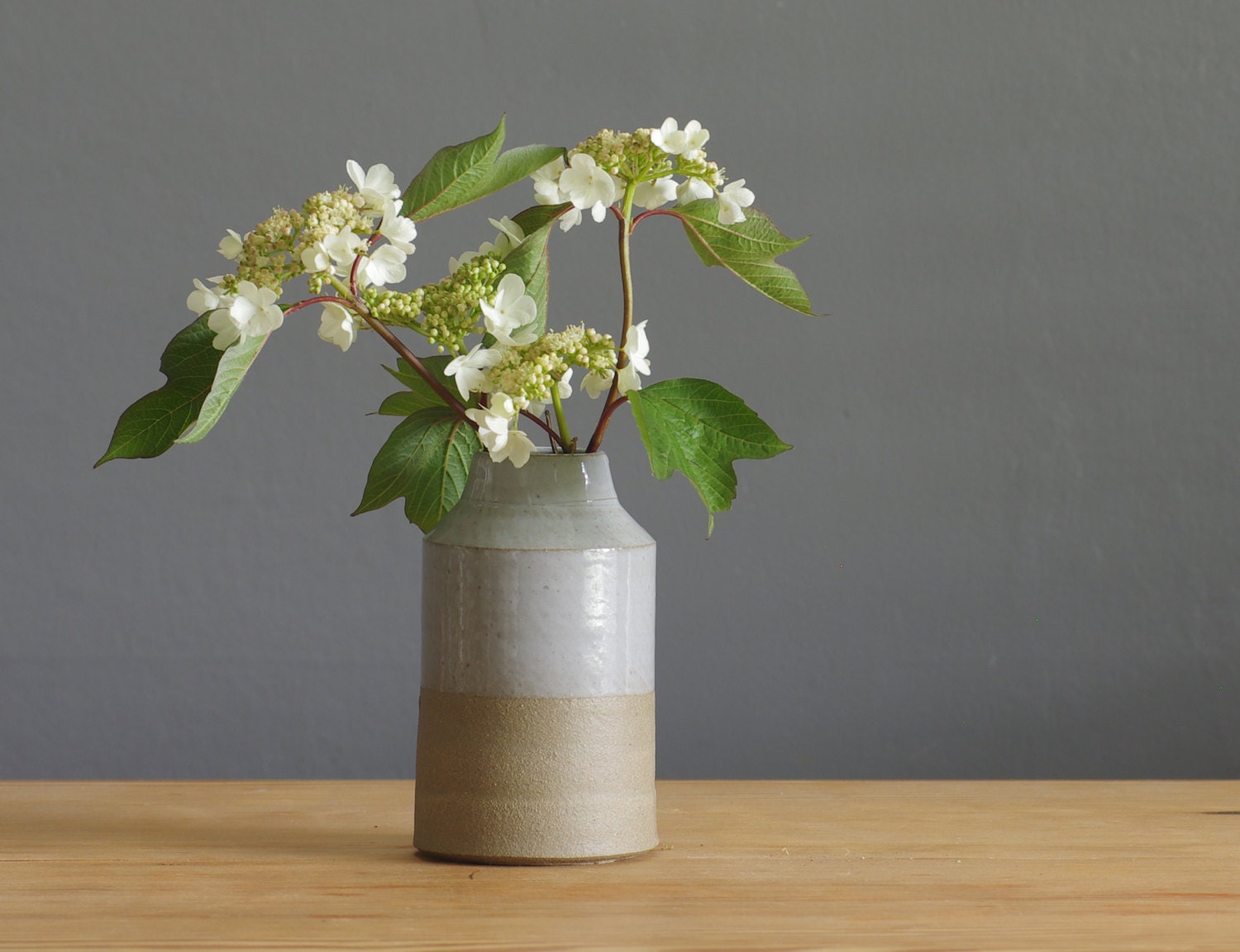 SALE one vase / bottle. sand stoneware with grey glaze. corked jar spice container pottery ceramic modern minimal simple kitchen