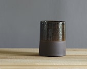 SAMPLE tall brown cup with brown glossy glaze. stoneware. modern minimal pottery ceramic