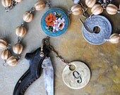 Jack-knifes shoe Necklace- long necklace, victorian, knive, antique  rosary, Upcycled, recycled, vintage assembled, antique reconstructed