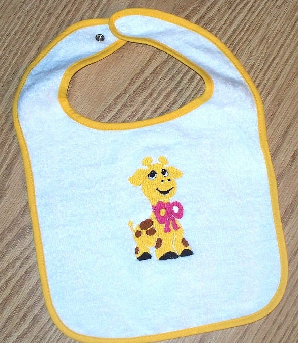 Baby Girl Bib - Giraffe / Personalized