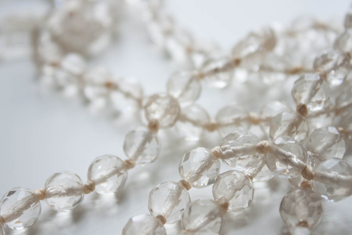 1920's Flapper Necklace / Pools of Light,  Faceted Cut Glass