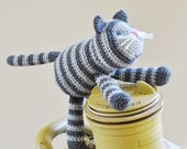 Gray Cat Plush Animal - Crochet Cat - Eco Friendly Toy - Kitty Cat