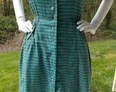 40's -50's Western Checkered Day Dress- Rockabilly