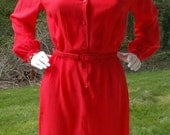 Vintage Red Silk Shirt Dress- Swiss Dot 1980s - Saint Pierre of New York