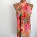 Floral Crinkle Scarf, Short Pareo, Swimsuit Cover up, Beach Skirt, Beachwear, Orange Pink Yellow Green, Summer Fashion