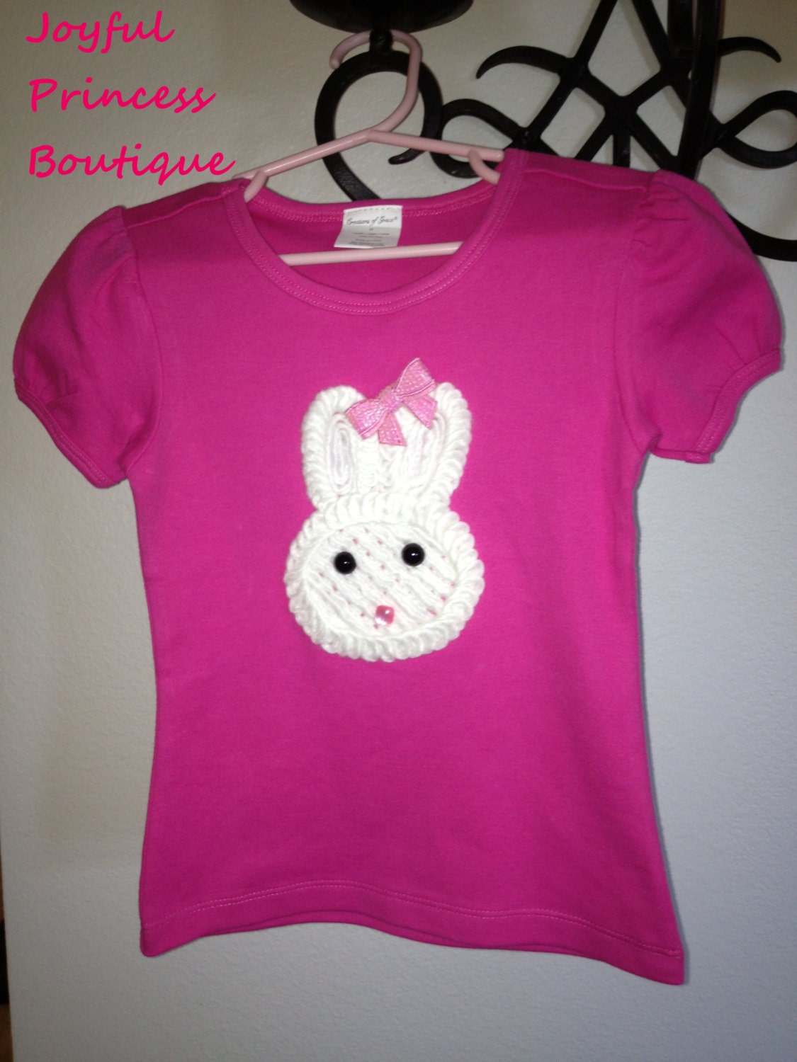 SALE Hoppy Easter Girl Bunny Rabbit Embellished Boutique Top Ready To Ship Size 3T Other Sizes Avaialable Upon Custom Request