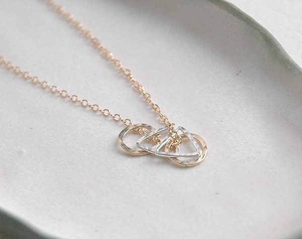 Charm Necklace Gold Circle Mixed Metal - NAPA VALLEY CHARM Collection