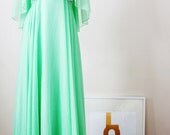 Vintage 1970's Grecian Chiffon Cape Evening Gown Party Dress Prom Dress - Size Small to Medium