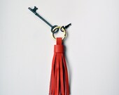 Handmade Leather Key Chain Tassel with Gold Tone Key Ring - Made to Order