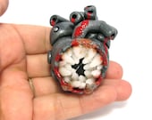 The Original "Love Bites" - Anatomical Heart - Industrial Heart - Steampunk Heart - Pendant / Necklace - READY TO SHIP