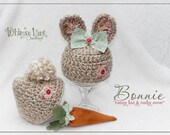 Baby Bunny Hat & Tushy Cover - Photo Prop - Newborn Girl