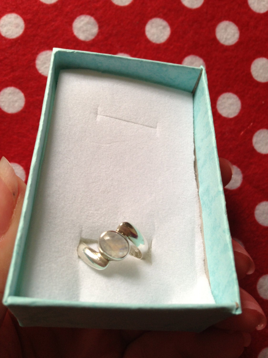 Vintage  Moonstone  Silver Ring UK O US 7 1/4