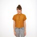 Embroidered Runes Shirt Vintage Mustard and Brown Striped Short Sleeve Shirt