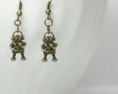 Retro Robot Earrings, Bronze Robot Earrings