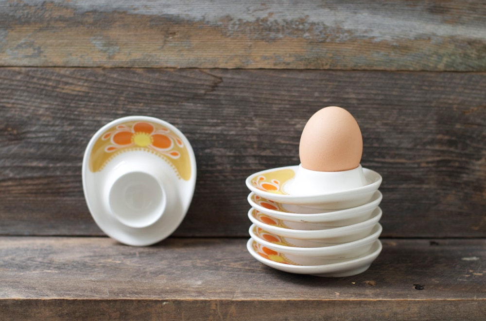 Vintage Figgjo Flint Mid Century Egg cup Holders - Set of 6