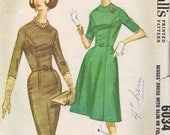 McCall's 60s Retro Sewing Pattern Classic Wiggle Dress Straight or Full Skirt High Neck Fitted Waist Bodice Bust 36 Mad Men Fashion