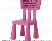 Time Out Vinyl Decal - Time Out Spot - Naughty Chair - Time out to think about the things you do -