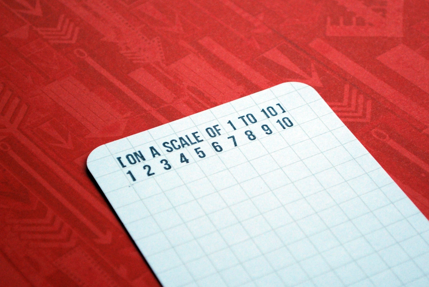 ON A SCALE of 1 to 10 : unmounted red rubber stamp