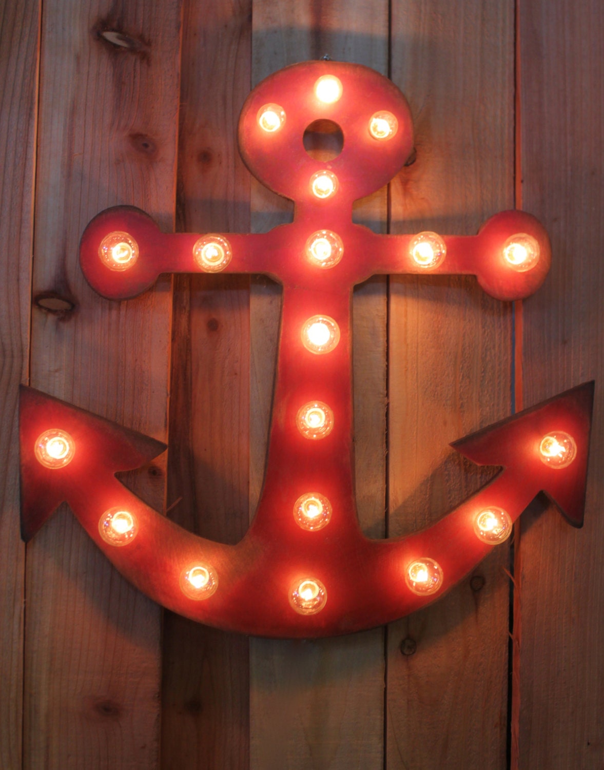 24" Large Wood Anchor Vintage Marquee Lighted Wood