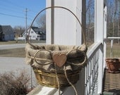 Two Personalized Rustic Country Burlap Flower Girl Baskets For Your Wedding Day